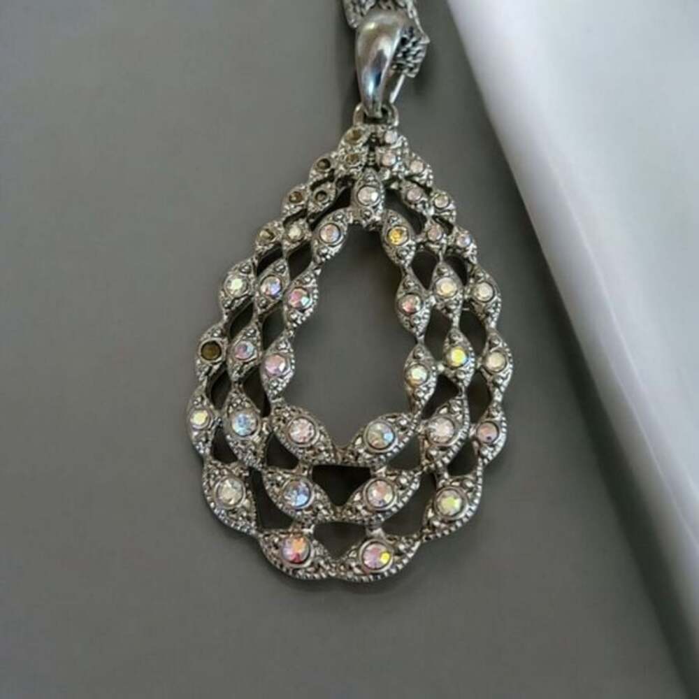 Lia Sophia Silver and Iridescent Pendant Necklace